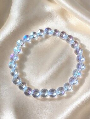 Angel Aura Quartz Beaded Stretch Bracelet | Handmade